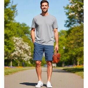 Columbia Men's Blue Ripstop Cargo Shorts Regular Fit Size 36 Hiking Outdoor